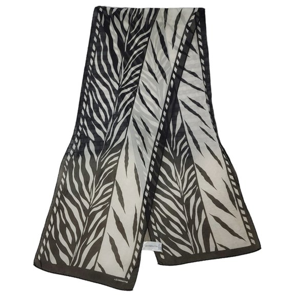 LIZ CLAIBORNE Vintage Sheer Scarf for Neck, Purse, Headband (Black/White) - Picture 2 of 9